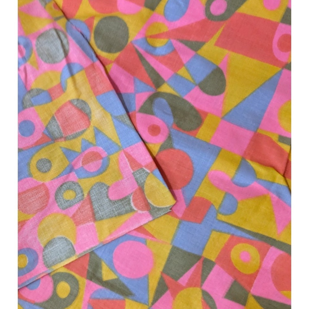 5 Yards Vintage 60s 70s Retro Geometric Colorful Quilting Fabric 36x184